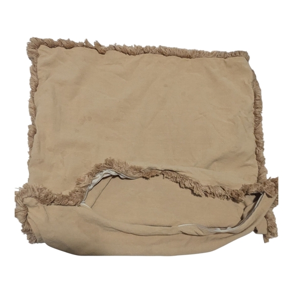 Fringed Tan Throw Cushion Covers. 6 - Picture 3 of 8